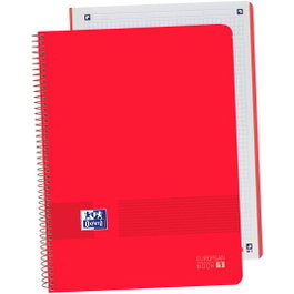 Oxford Live&Go Europeanbook 1 Cuaderno A4+ 80 Hojas 5x5 mm Microperforado T-Plástico Pack 5 Ud Rojo