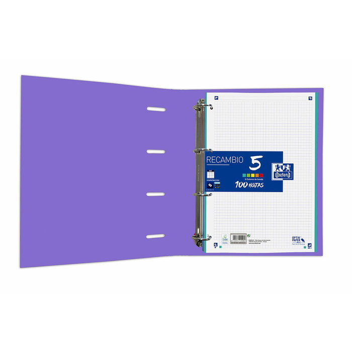Oxford Carpeta Europeanbinder Classic 4 Anillas A4+ Malva con Recambio Oxford Carpeta Europeanbinder Classic 4 Anillas A4+ Malva con Recambio