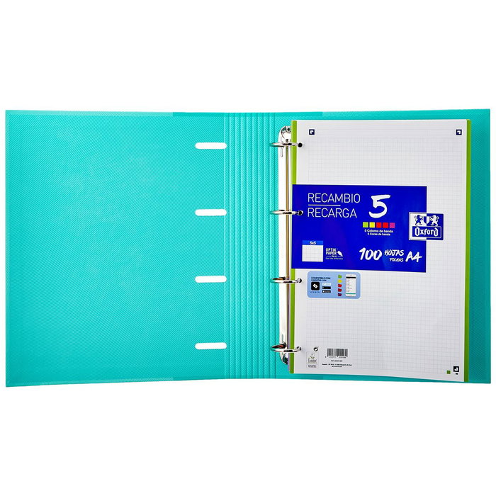 Oxford Carpeta de Anillas Europeanbinder TOUCH 4x35mm con Recambio A4+ Ice Mint Pastel Oxford Carpeta de Anillas Europeanbinder TOUCH 4x35mm con Recambio A4+ Ice Mint Pastel