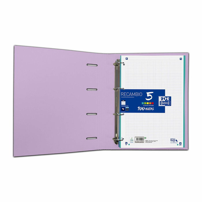 Oxford Carpeta de Anillas Touch Europeanbinder 4x35mm con Recambio A4+ Malva Pastel Oxford Carpeta de Anillas Touch Europeanbinder 4x35mm con Recambio A4+ Malva Pastel