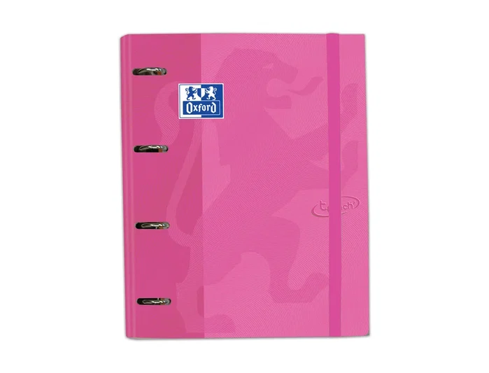 Oxford Carpeta Touch Europeanbinder 4 anillas 35 mm Fucsia con 100 hojas cuadro 5 mm DIN A4+