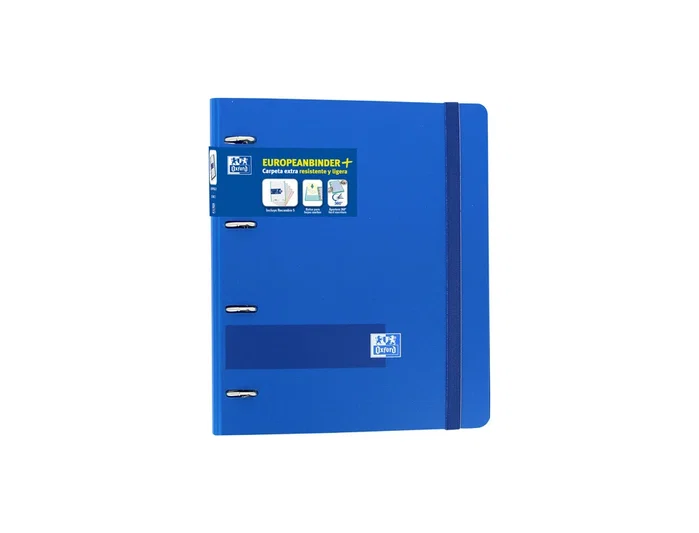 Oxford Europeanbinder + Live & Go A4+ con 4 anillas de 35 mm y recambio, Azul
