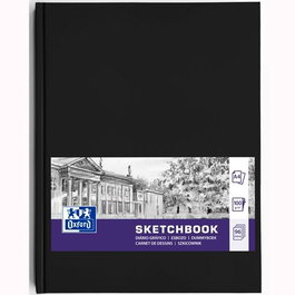 Oxford Cuaderno Cosido Esbozo Artbook A4 Liso 96 Hojas 100gr Papel Color Crema Tapa Dura Negra
