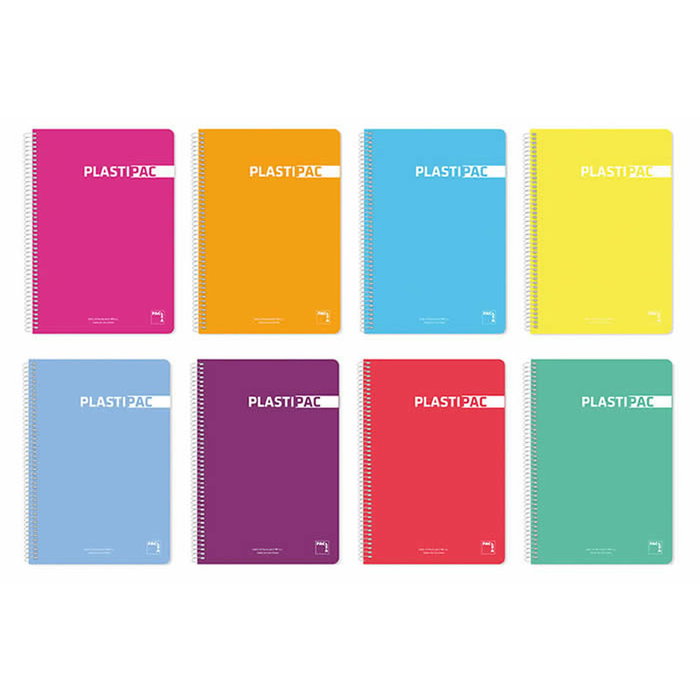 Pacsa Pack de 5 Cuadernos Plastipac Folio 80 Hojas Colores Surtidos