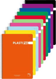 PACSA Pack de 5 cuadernos de espiral tamaño cuarto, 80 hojas de 90g, colores surtidos