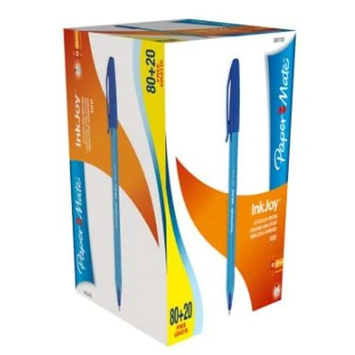 Paper Mate Bolígrafo Inkjoy 100 Cap Triangular Azul Caja 80+20 Ud