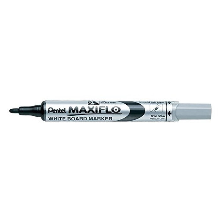 Pentel Marcador Pizarra Blanca Maxiflo MWL-5S Negro Caja 12 Ud.