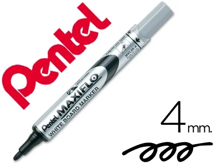 Pentel Marcador Pizarra Blanca Maxiflo MWL-5S Negro Caja 12 Ud.
