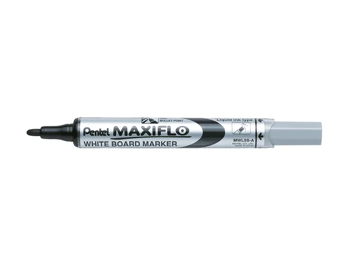 Pentel Marcador Pizarra Blanca Maxiflo MWL-5S Negro Caja 12 Ud.