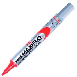Pentel MWL-5S Marcador para Pizarra Blanca, Tinta Fluida, Punta Mediana, Rojo, Caja 12 Unidades
