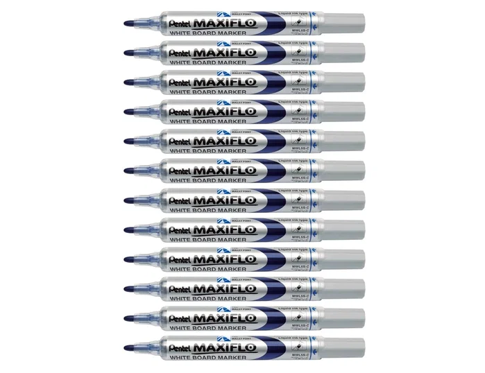 Pentel Marcador Pizarra Blanca Maxiflo MWL-5S Azul (Caja de 12 unidades)