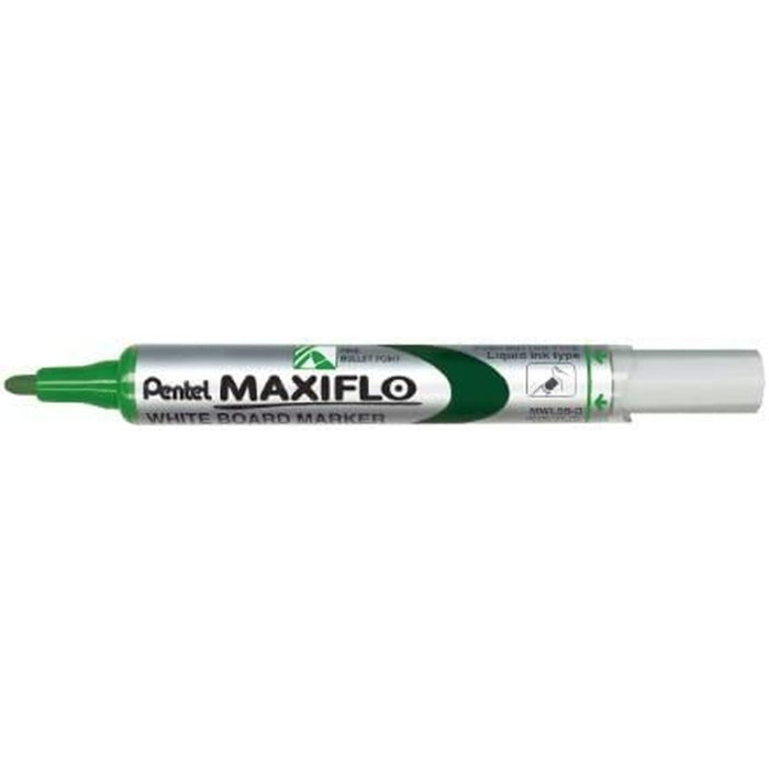 Pentel Marcador Pizarra Blanca Maxiflo MWL-5S Verde (12 unidades)