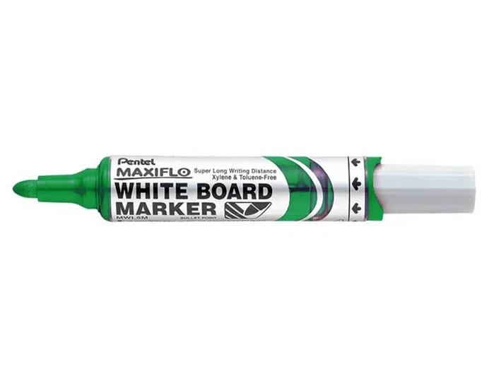Pentel Marcador Pizarra Blanca Maxiflo MWL-5S Verde (12 unidades)
