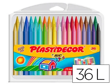 Plastidecor Estuche de 36 Ceras de Colores Surtidos