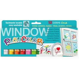 Playcolor Estuche de Témpera Sólida One Window de 12 Colores en Barra