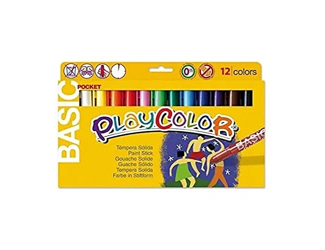 PLAYCOLOR Témpera Sólida Basic Pocket Estuche de 12 Colores Surtidos de 5g cada uno