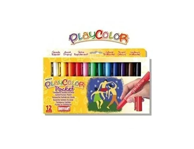 PLAYCOLOR Témpera Sólida Basic Pocket Estuche de 12 Colores Surtidos de 5g cada uno