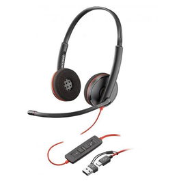 HP Auriculares Blackwire C3220 Diadema Biaural Estéreo Micrófono Control Volumen Adaptador USB-A-USB-C Negro