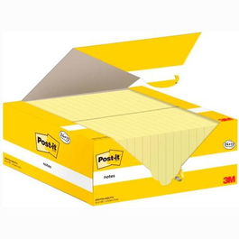Post-It Bloc Notas 654 Canary Yellow 100H 76x76 Paquete 24 Ud + 12 Ud Gratis Notas Adhesivas