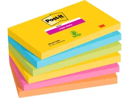 Post-it Bloc de Notas Adhesivas Super Sticky Carnival 76x127 mm Pack 6 Blocs Colores Surtidos Certificado PEFC