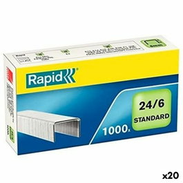Rapid Grapas Estándar 24/6 Galvanizadas - Caja de 1000 (Set de 20)
