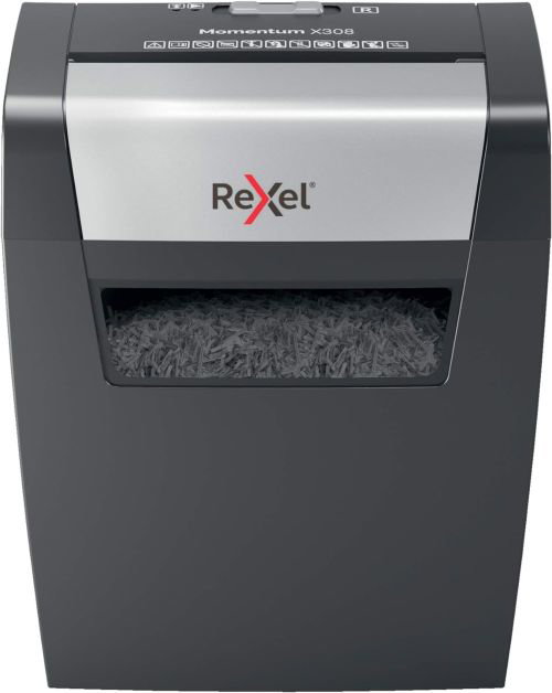 Rexel Momentum X308 Destructora Manual de Papel, Corte Confeti 5x42mm, Negro