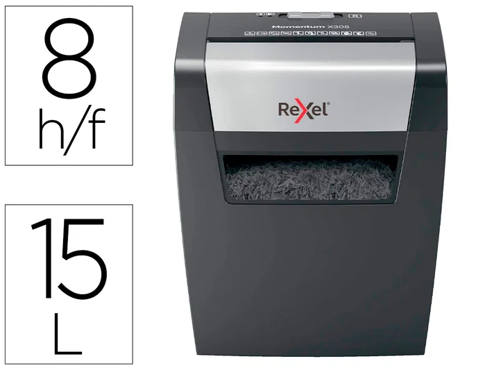 Rexel Momentum X308 Destructora de papel Corte Confeti Negro Rexel Momentum X308 Destructora de papel Corte Confeti Negro