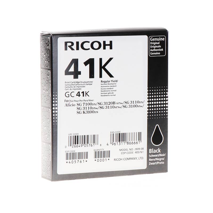 Ricoh GC-41K Cartucho de Gel Negro Ricoh GC-41K Cartucho de Gel Negro