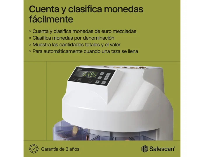 Safescan 1250 Contadora y Clasificadora de Monedas para Euro