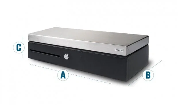 Safescan SD-4617S Cajón Portamonedas, 6 Compartimentos para Billetes y 8 para Monedas, Negro y Plata