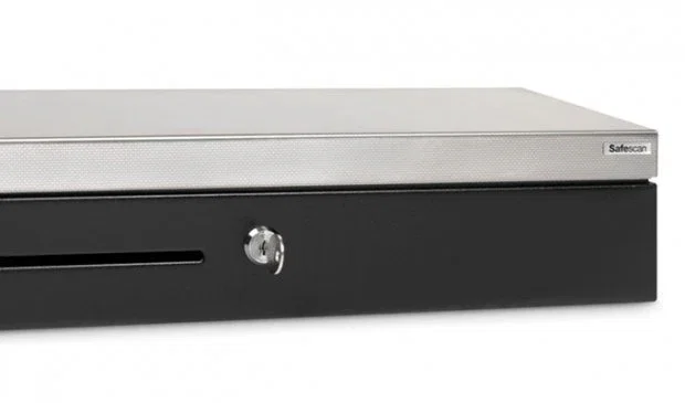 Safescan SD-4617S Cajón Portamonedas, 6 Compartimentos para Billetes y 8 para Monedas, Negro y Plata