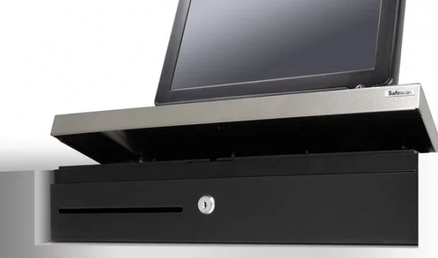 Safescan SD-4617S Cajón Portamonedas, 6 Compartimentos para Billetes y 8 para Monedas, Negro y Plata