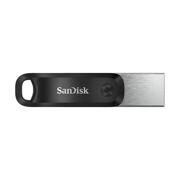 SanDisk 00183589 iXpand Go 256GB - Pendrive USB 3.2 Gen 1 y conector Lightning para iPhone, iPad - Giratorio, color Negro/Plata