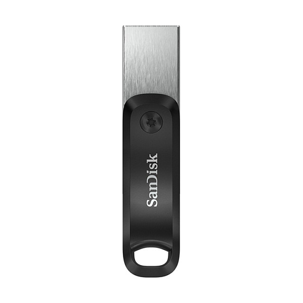 SanDisk 00183589 iXpand Go 256GB - Pendrive USB 3.2 Gen 1 y conector Lightning para iPhone, iPad - Giratorio, color Negro/Plata