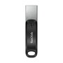 SanDisk 00183589 iXpand Go 256GB - Pendrive USB 3.2 Gen 1 y conector Lightning para iPhone, iPad - Giratorio, color Negro/Plata