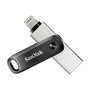 SanDisk 00183589 iXpand Go 256GB - Pendrive USB 3.2 Gen 1 y conector Lightning para iPhone, iPad - Giratorio, color Negro/Plata