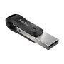 SanDisk 00183589 iXpand Go 256GB - Pendrive USB 3.2 Gen 1 y conector Lightning para iPhone, iPad - Giratorio, color Negro/Plata