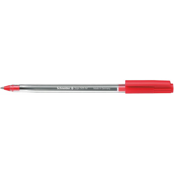Schneider Bolígrafo Tops 505 M Cuerpo Transparente Tinta Roja Caja 50 UD Schneider Bolígrafo Tops 505 M Cuerpo Transparente Tinta Roja Caja 50 UD