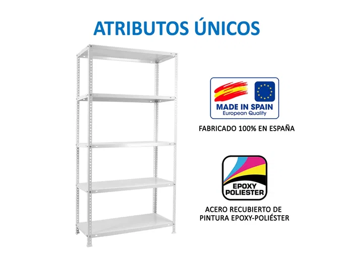Simonrack Estanteria Kits Advantage Mini 5/400 Blanca Metálica 5 Estantes 75kg/Estante 180x80x40 cm