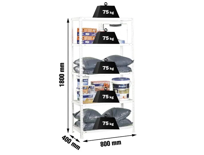 Simonrack Estanteria Kits Advantage Mini 5/400 Blanca Metálica 5 Estantes 75kg/Estante 180x80x40 cm