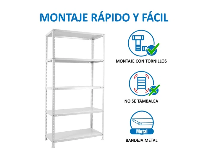Simonrack Estanteria Kits Advantage Mini 5/400 Blanca Metálica 5 Estantes 75kg/Estante 180x80x40 cm