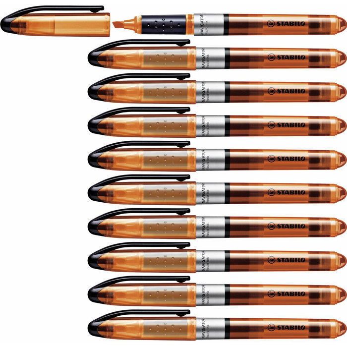 Stabilo Navigator Marcador Fluorescente Naranja, 10 unidades