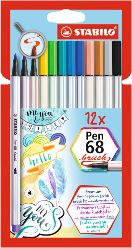 Stabilo Pen 68 Brush Estuche de 12 Rotuladores Colores Surtidos con Punta Pincel Stabilo Pen 68 Brush Estuche de 12 Rotuladores Colores Surtidos con Punta Pincel