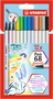 Stabilo Pen 68 Brush Estuche de 12 Rotuladores Colores Surtidos con Punta Pincel