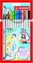 Stabilo Pen 68 Brush Estuche de 12 Rotuladores Colores Surtidos con Punta Pincel