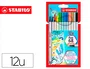 Stabilo Pen 68 Brush Estuche de 12 Rotuladores Colores Surtidos con Punta Pincel