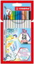 Stabilo Pen 68 Brush Estuche de 12 Rotuladores Colores Surtidos con Punta Pincel