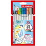 Stabilo Pen 68 Brush Estuche de 12 Rotuladores Colores Surtidos con Punta Pincel