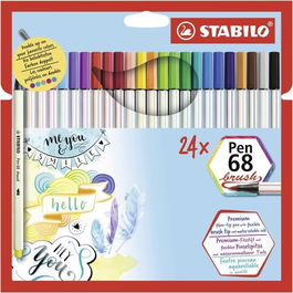 Stabilo Rotuladores Pen 68 Brush - Estuche con 24 Unidades Surtidas