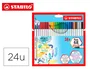 Stabilo Pen 68 Brush Estuche de 24 Rotuladores Surtidos con Punta de Pincel
